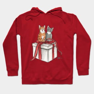 Christmas Singing Watercolour Kittens Hoodie